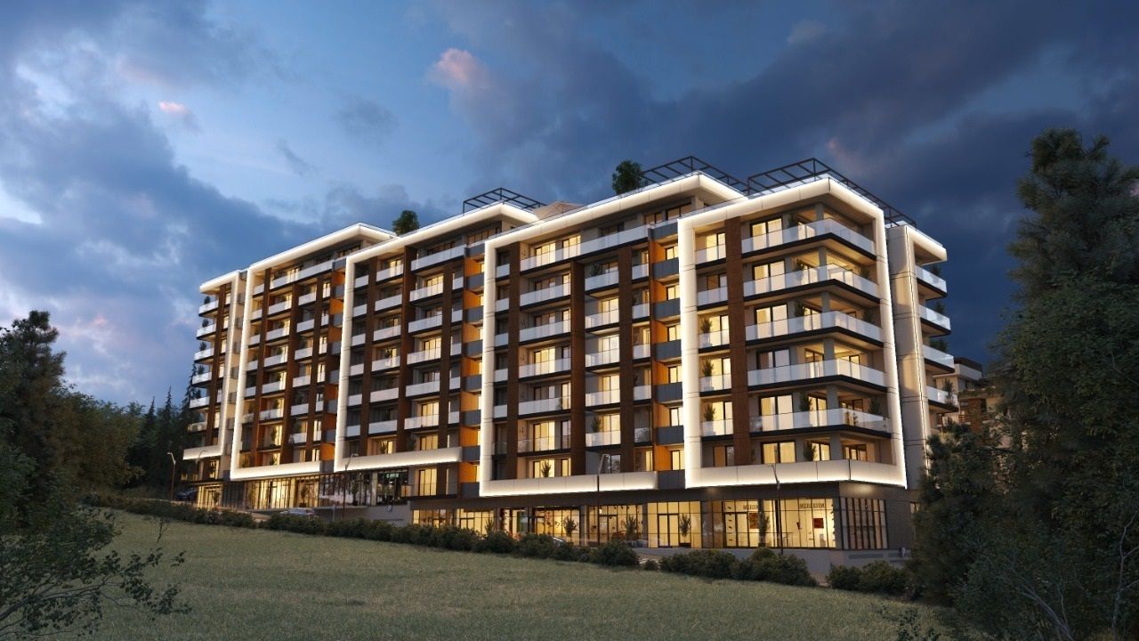 Building facade in the evening
