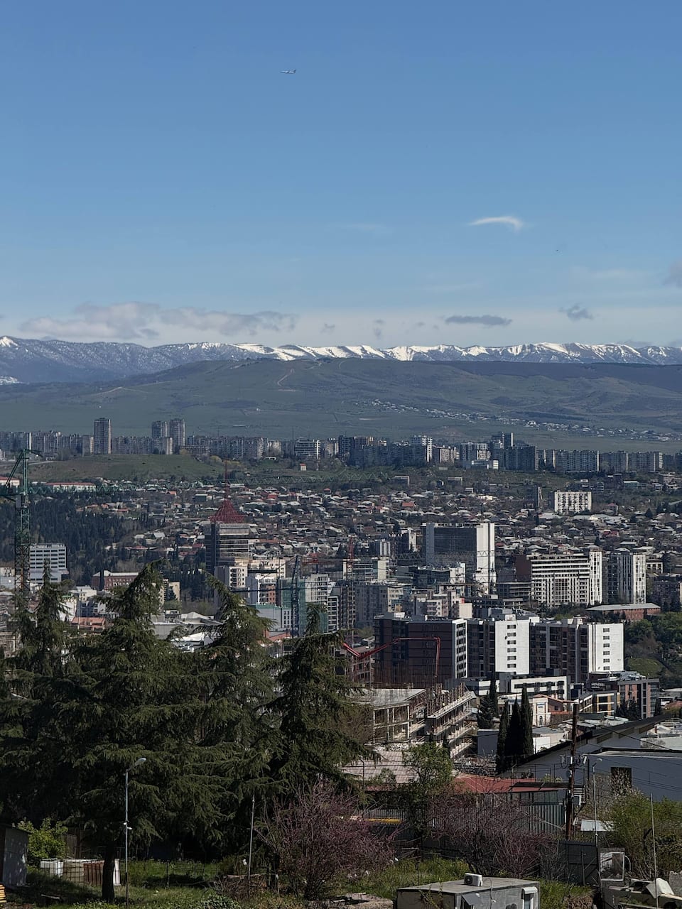 View over Tbilisi and the Caucasus mountains from the complex